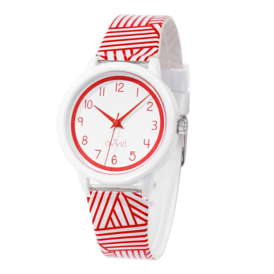 Wideappeal Girls Red & White Analog Watch – Stylish Teen Timepiece
