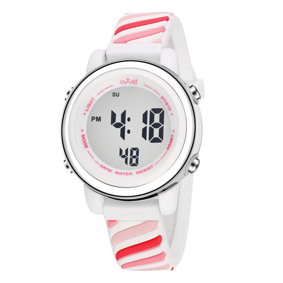 Wideappeal Girls Digital Sports Watch – Multi-Function Pink Swirl Design