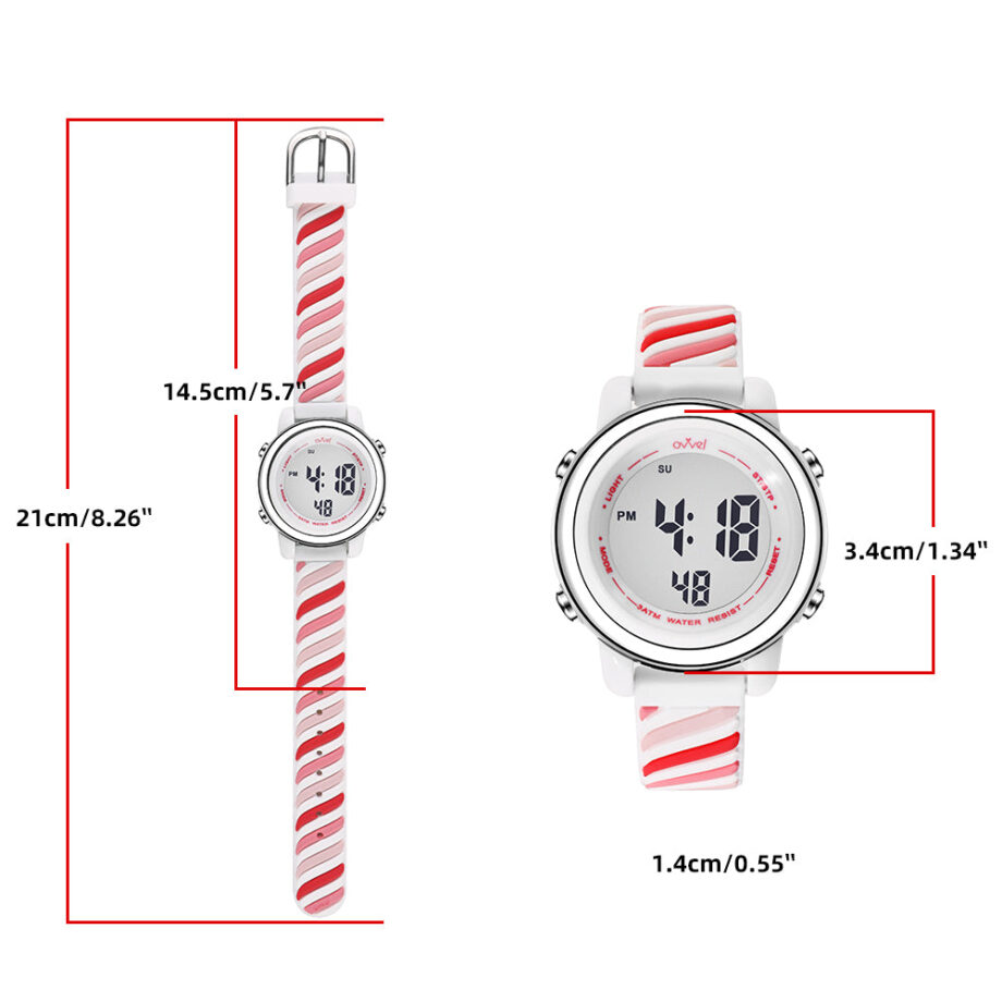 Wideappeal Girls Digital Sports Watch – Multi-Function Pink Swirl Design