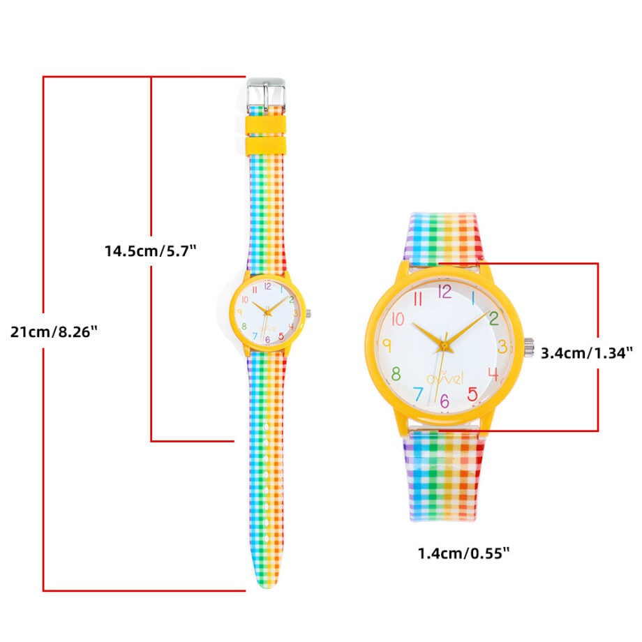 Wideappeal Girls Colorful Gingham Analog Watch – Cute Teen Wristwatch