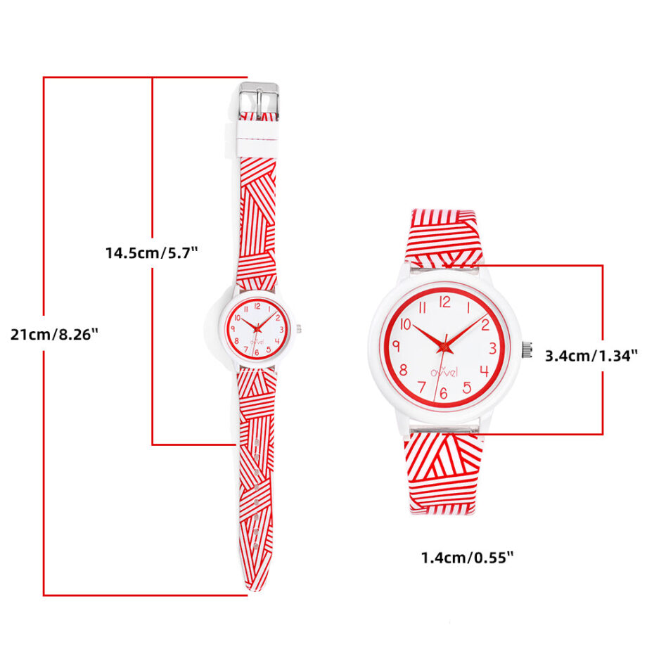 Wideappeal Girls Red & White Analog Watch – Stylish Teen Timepiece